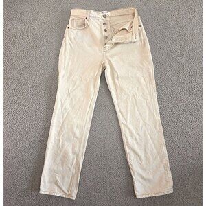 Reformation Cynthia High Rise Straight Jeans Button Fly 100% Cotton Wash